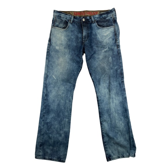 Unionbay‎ Straight Leg Jeans Distressed Denim Blue Mens 34x32 Y2K Medium Wash - Picture 1 of 13